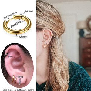 1 Par de Aros Pequeños de Acero Inoxidable para Nariz, Oreja, <span class=keywords><strong>Labio</strong></span>, Piercing, Joyería Moderna para Hombres y Mujeres - Product Image 2