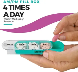 28 Cases Pill <b>Storage</b> Black Color Pill Holder <b>Drawer</b> Shaped <b>Plastic</b> Pill Box - Product Image 3