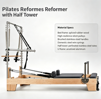 Machine de Pilates Reformer en Bois d'Hévéa Écologique avec Demi-Tour en Acier Inoxydable Perforé – Appareil Professionnel pour Studio