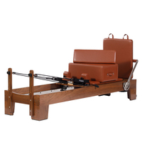 Cama de Pilates Reformer Premium de Nogal con Cojín de Alta Densidad, Color Personalizado, Equipo Comercial Portátil para Estudio de Pilates Corporal