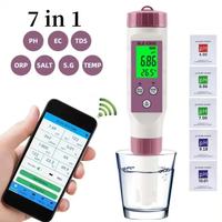 Analyseur d'eau numérique ORP/EC/Salinité/S.G/Température/PH/TDS, thermomètre, contrôle par application pour l'eau potable, la piscine, l'aquarium