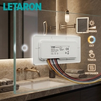 Interruptor LED para Espejo con Sensor Táctil, 60/120W, Ajuste de CCT, Función de Memoria de Brillo, Certificación TUV/CE, Rango de Detección de 0-3m, DC12/24V