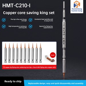 Pointe de fer à <span class=keywords><strong>souder</strong></span> en cuivre pur C210 pour station de soudage T210, tête de remplacement pour fil volant, pour réparation de soudure de circuits imprimés de téléphone - Product Image 1