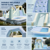 Château gonflable en PVC pour l'extérieur avec toboggan aquatique, piscine, escalade et souffleur, capacité de 15 personnes, pour parc, maison, usage commercial