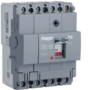 HDA041L ปรับแต่งได้ด้วยอุปกรณ์เสริมจาก Hagers เบรกเกอร์แบบหล่อขึ้นรูป h3 x160 TM 4P 18kA 40A - Product Image 1