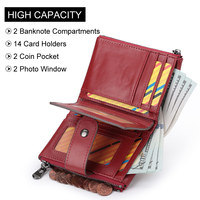 Dompet Kulit Asli Unisex Klasik Berkualitas Tinggi Grosir Kustom, Dompet Koin, Tas Kartu Kredit Anti RFID, Kasual Sederhana
