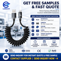 Câble USB 2.0 AM vers Type C avec E-Marker, tressé en nylon, à ressort, 120W 480Mbps pour charge rapide de téléphone, fabricant OEM/ODM LUNGKAY