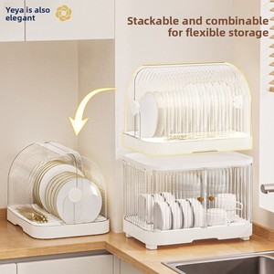 Égouttoir <span class=keywords><strong>de</strong></span> comptoir non pliable en plastique <span class=keywords><strong>de</strong></span> luxe léger pour évier <span class=keywords><strong>de</strong></span> cuisine, avec porte <span class=keywords><strong>de</strong></span> <span class=keywords><strong>rangement</strong></span> et égouttoir supérieur pour tasses, pour <span class=keywords><strong>armoire</strong></span> <span class=keywords><strong>de</strong></span> cuisine, respirant - Product Image 1