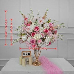 DKB OEM Decorative Flowers and Plants Wedding Event Table Centerpieces <b>Artificial</b> Silk Flower Ball Wedding Decorations Supplies - Product Image 2