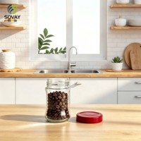 Pot alimentaire en verre rond de 230 ml à col fileté et corps cintré, récipient transparent polyvalent pour la maison et la vente en gros commerciale