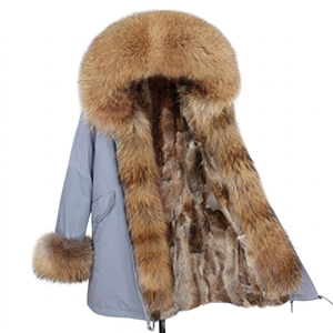 Women's Olive Green Parka With Fur Trim Hood And Cuffs Windproof <b>Thick</b> <b>Winter</b> <b>Coat</b> Regular Length Full Sleeve Zipper Closure - Product Image 4