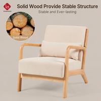 Fauteuils d'appoint modernes rembourrés pour lecture et détente, style farmhouse, en bois massif et tissu