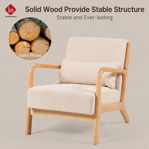 Poltrone da Salotto Stile Rustico Moderno per Lettura Imbottite in <span class=keywords><strong>Tessuto</strong></span> con Struttura in Legno Massiccio - Product Image 6