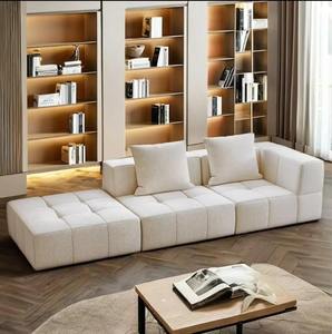 Canapé sectionnel en forme de U en bois et tissu de style européen moderne pour salon, appartement, hôtel, villa - Product Image 3
