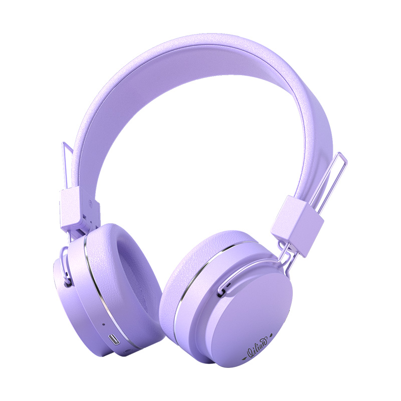 BH21 Children's Cartoon Gaming Noise Cancelling 3.5mm Wired Headset Wireless Bluetooth Purple Kids Headphones