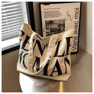 <b>Canvas</b> <b>Tote</b> Bag Large Capacity Letter <b>Canvas</b> <b>Tote</b> Spring Summer Fashion Design Printed Pattern Single Shoulder All Seasons - Product Image 5