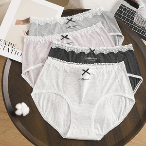 Übergröße Hochwertige Modal-Farbige Baumwolle 3-Schichten Auslaufsichere Bikini Periodenunterwäsche Französische Romantische Spitze Menstruationsunterwäsche - Product Image 1