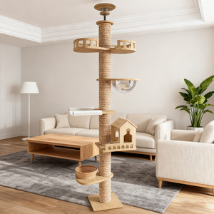 Solid Wood <strong>Cat</strong> Tower with Sisal <strong>Posts</strong> <strong>Large</strong> Ceiling <strong>Cat</strong> Tree with Condo &amp; <strong>Scratching</strong> Areas - Product Image 6