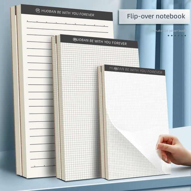 Top Spiral PP Cover Notebook A5 A6 B5,Plastic Cover Vertical Flip Grid Blank Notepad School Office