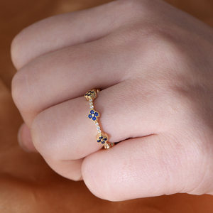 Fine 925 Sterling Silver14K <strong>Gold</strong> Plated Eternity Stackable Blue Cubic Zirconia <strong>Dainty</strong> Jewelry Famous Clover <strong>Rings</strong> for Women - Product Image 5