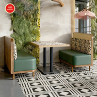 Ensemble de meubles de restaurant en rotin moderne, table et chaises personnalisables pour café, hôtel, école