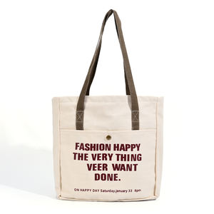 Sac fourre-tout à bandoulière haute capacité en toile de coton personnalisée avec motif à pois Couche de séparation écologique et à la mode - Product Image 2