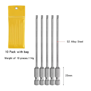 Embout de tournevis magnétique à tête plate de 100 mm de long, 3 mm, tige hexagonale de 1/4 pouce, acier S2 <span class=keywords><strong>pour</strong></span> visseuses à percussion, aimant puissant - Product Image 6