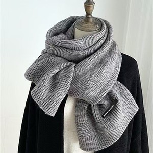 Autumn and winter couple simple solid color versatile <b>scarf</b> warm long knitted <b>scarf</b> - Product Image 5