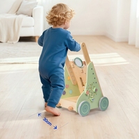 Andador Multifuncional de Madera para Niños Pequeños, Centro de Actividades con Reloj, Xilófono y Juguetes Educativos para el Aprendizaje Temprano