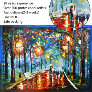 Dipinto a Olio Moderno Astratto con Coltello da Pittura, Paesaggio Urbano con Alberi Luminosi, Arte da Parete su Tela per Arredamento Soggiorno - Product Image 4