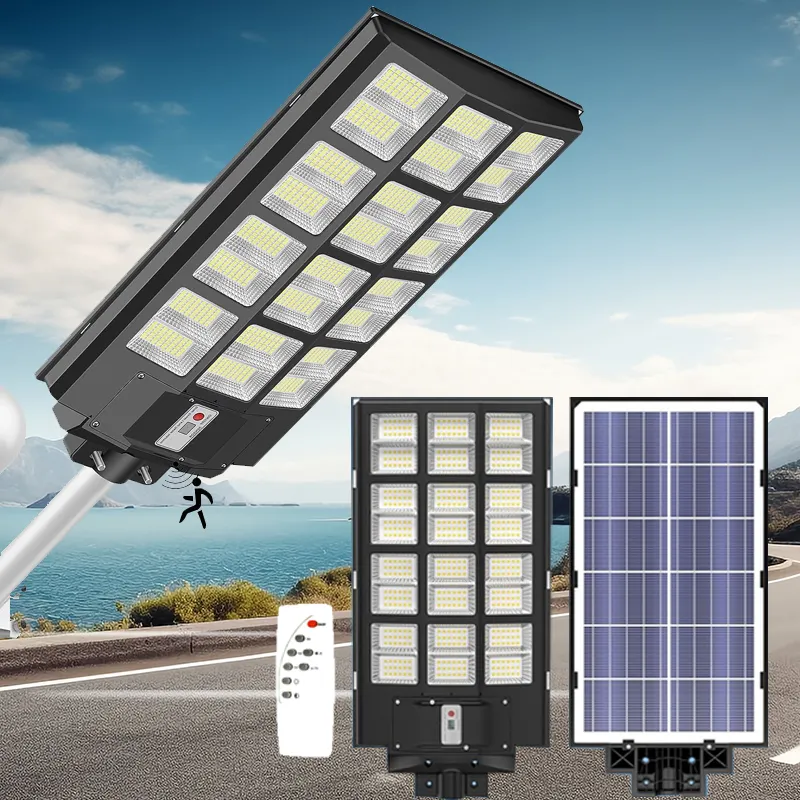 1200W 1500W 2000W Solar-Straßen laterne Ultrahochleistungs-ABS-PC für den Außenbereich Batterie mit großer Kapazität All-in-One-Solar-LED-Straßen laterne