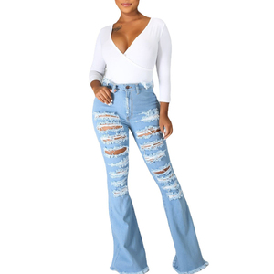 Jeans Ajustados de Cintura Alta para Mujer, Estilo Desgarrado, a la Moda - Product Image 5