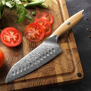Nuovo Coltello Santoku HEZHEN 14Cr di Alta Qualità Nucleo in Acciaio Damasco Giapponese in Polvere Manico in Legno d'Ulivo Coltelli da Cucina Affilati - Product Image 3