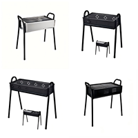 Barbecue à gaz portable pliable en acier inoxydable avec roues, table latérale, couvercle émaillé moderne, pour usage extérieur, camping, terrasse, propane, CE GS