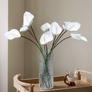 Simulated Alocasia Red Palm High-end Soft <b>Rubber</b> Hand Feel Minimalist Anthurium Living Room Flower Arrangement Home Decor - Product Image 2