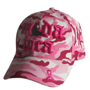 Casquette de baseball avec logo personnalisé, 6 panneaux, broderie 3d, camouflage rose, casquette pour femmes