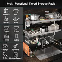 Égouttoir à vaisselle extensible à 3 niveaux en acier inoxydable extra large, résistant à la rouille, gain de place, pour assiettes et bols de cuisine