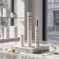 Vente en gros de tubes de mascara vides noirs et blancs, design long et fin, avec brosse, 3 ml