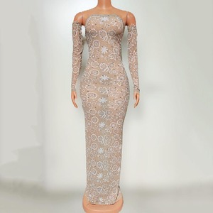 Novance Y4736 Venta al por mayor en línea Imprimir fuera del hombro <span class=keywords><strong>Elegante</strong></span> Modesto Vestido de noche largo Mujeres Fiesta Maxi Vestido con mangas - Product Image 1