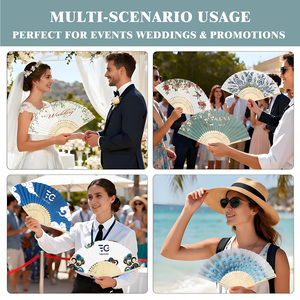 Tùy chỉnh DIY tre Trắng Lash người hâm mộ xách tay Nhật Bản giấy cầm tay người hâm mộ đám cưới với logo sơn cổ điển phong cách truyền thống - Product Image 6