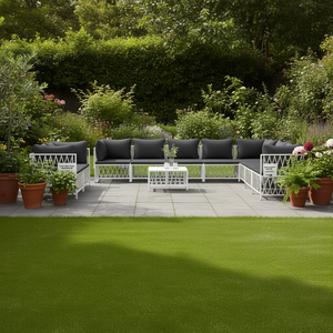 Ensemble de salon de jardin en aluminium blanc 6 places, mobilier d'extérieur au design contemporain - Product Image 2