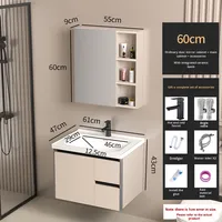 Meuble-lavabo combiné avec tiroir en aluminium nid d'abeille, vasque intégrée en céramique, meuble-lavabo de salle de bain avec lavabo