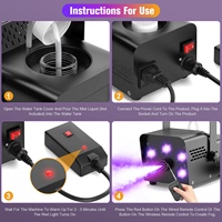 Machine à Brouillard 500W pour Équipement de Scène, Lumière de Machine à Fumée avec Télécommande pour Mariage, Discothèque, DJ, Fête