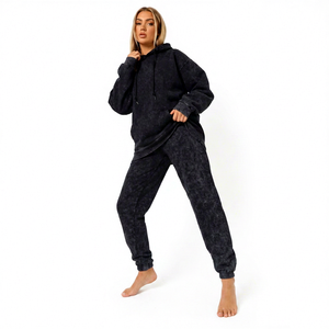 Chándal de Maternidad para Mujer, Talla Grande, Invierno, Color Sólido, con Capucha, Forro Polar de Poliéster/Algodón, Ligero, Transpirable, Antibacteriano - Product Image 1