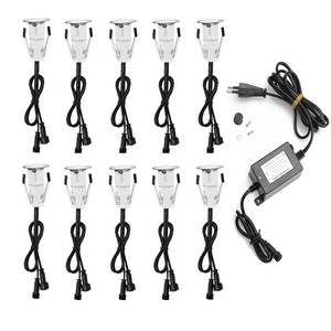 Lumières LED encastrées RGB 18 mm basse tension pour terrasse extérieure, étanches IP67, pour marches, escaliers, patio, <span class=keywords><strong>piscine</strong></span>, <span class=keywords><strong>kit</strong></span> d'éclairage de terrasse - Product Image 1