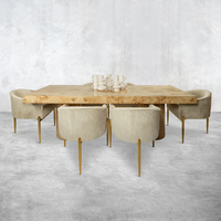 Table à manger rectangulaire en bois moderne de luxe, style nordique Wabi Sabi, en bois de burl