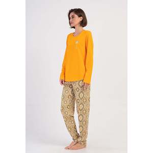 KADIN P.SUPREM XXL O YAKA UZUN KOL ETEGI OVAL PIJAMA TAKIM - สีส้ม - สีส้ม - Product Image 2