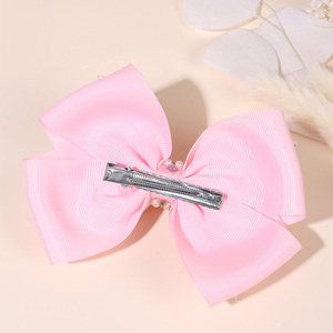 CN 2 개 달콤한 핑크 바렛 리본 머리 활 클립 반짝 스팽글 머리 핀 꽃 리본 머리 클립 여자 아이 - Product Image 4
