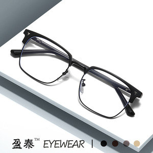แว่นตาทรงสี่เหลี่ยมครึ่งกรอบ เลนส์เรซิ่น ป้องกันแสงสีฟ้า ป้องกันรังสียูวี กรอบสำหรับทุกเพศ รุ่น 9129 - Product Image 5