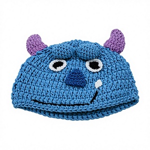 Gorro Unisex para Niños Hecho a Mano con Bordado 3D en Crochet, 100% Acrílico |   Diseño de animales lindos dibujados a mano, ajuste adaptable, uso diario al aire libre, bajo costo - Product Image 1